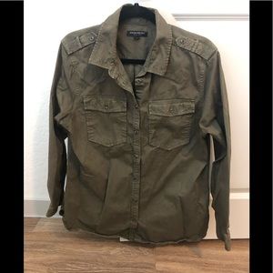 Army green button down shirt